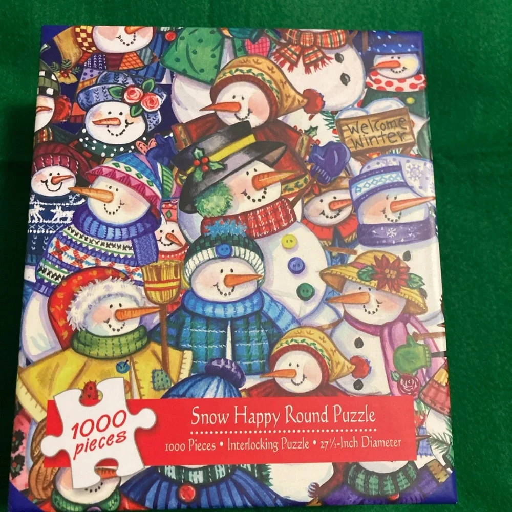 🧩3 For $25 - Current Snow Happy Round Puzzle Snowmen Multicolor 1000 Pieces - Picture 7 of 9